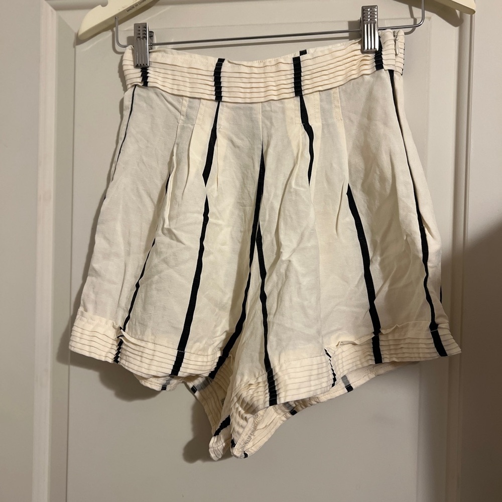 Sancia Anthropologie Linen Blend Striped Black White Shorts Australia Resortwear